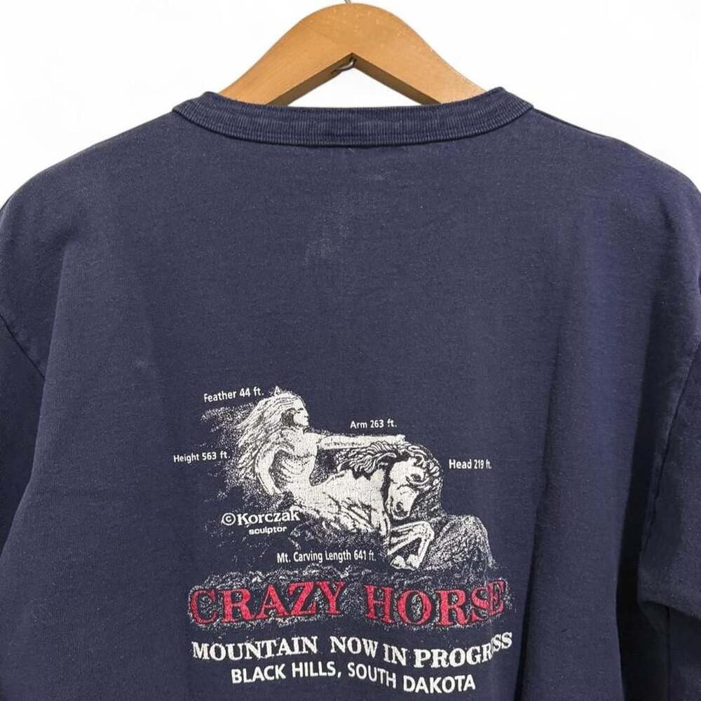 Cotton Deluxe Crazy Horse Henley Shirt Size L Navy Blue Long Sleeve